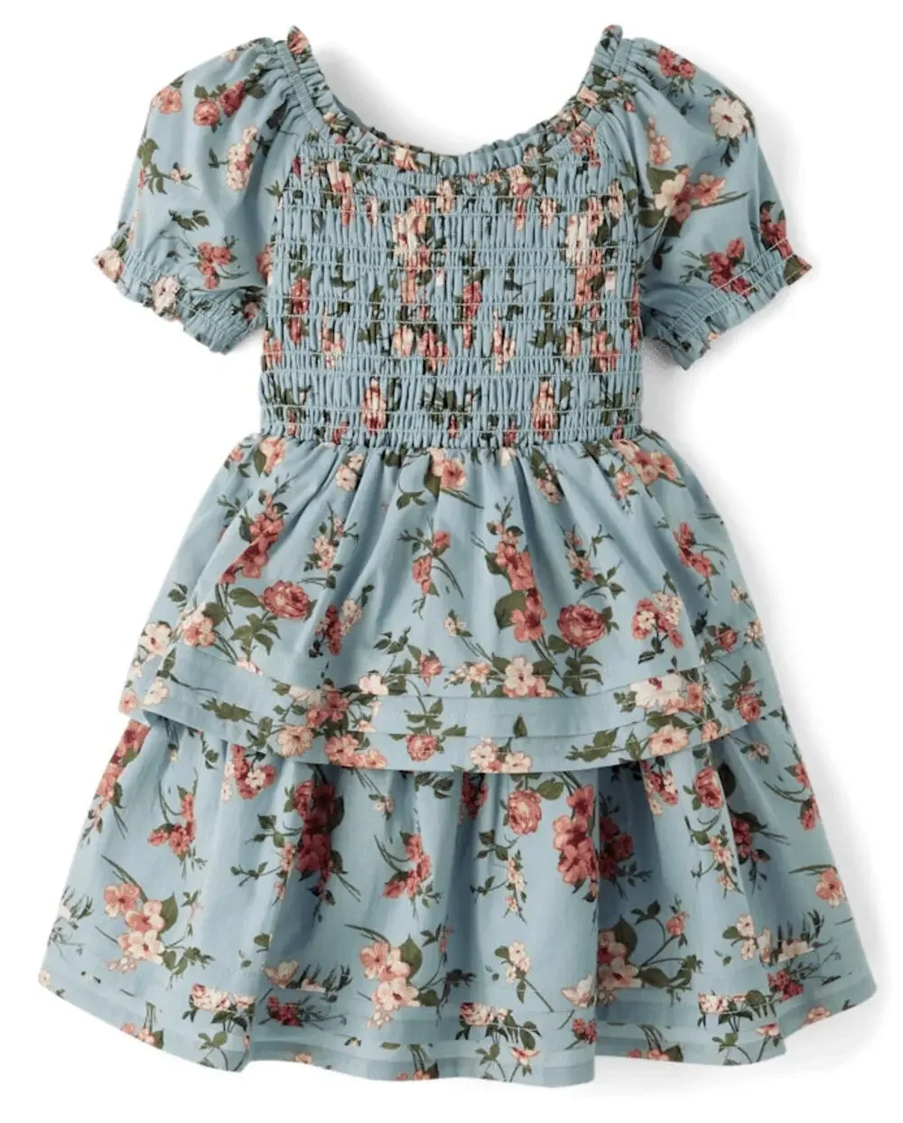 Gymboree Girls Floral Pleated Tiered Dress - Highland Hills - Gray